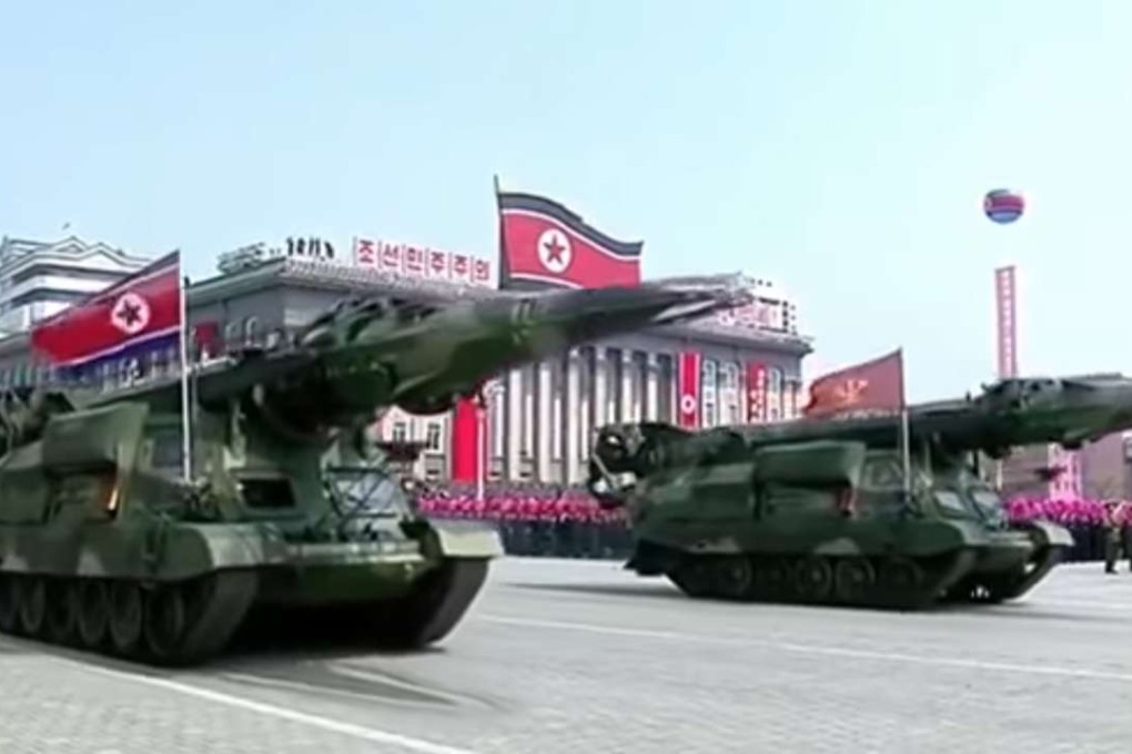 KN-17 ballistic missile on display in Kim Il-sung-square during a recent military parade. CNN quoted US officials as saying it was probably the type of missile launched Saturday.