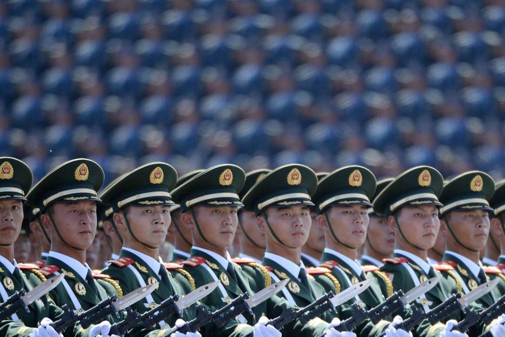 Chinese soldiers marching in formation during a military parade in Tiananmen Square in Beijing on September 3, 2015, to mark the 70th anniversary of victory over Japan and the end of the second world war. Photo: AFP