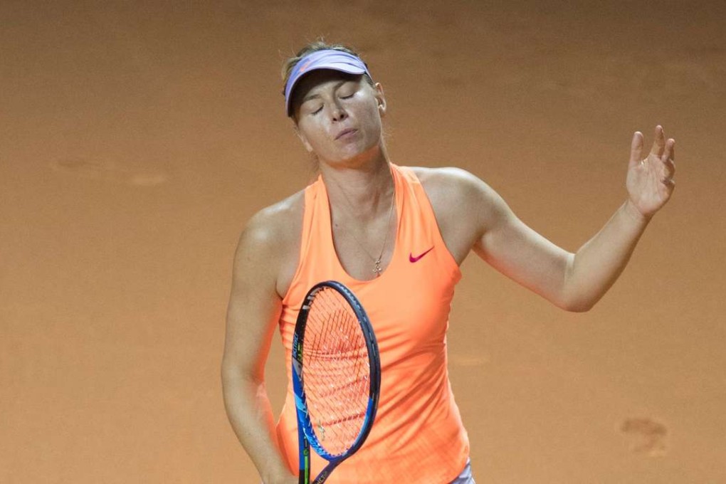 Maria Sharapova shows frustration in her match against Kristina Mladenovic. Photo: AFP