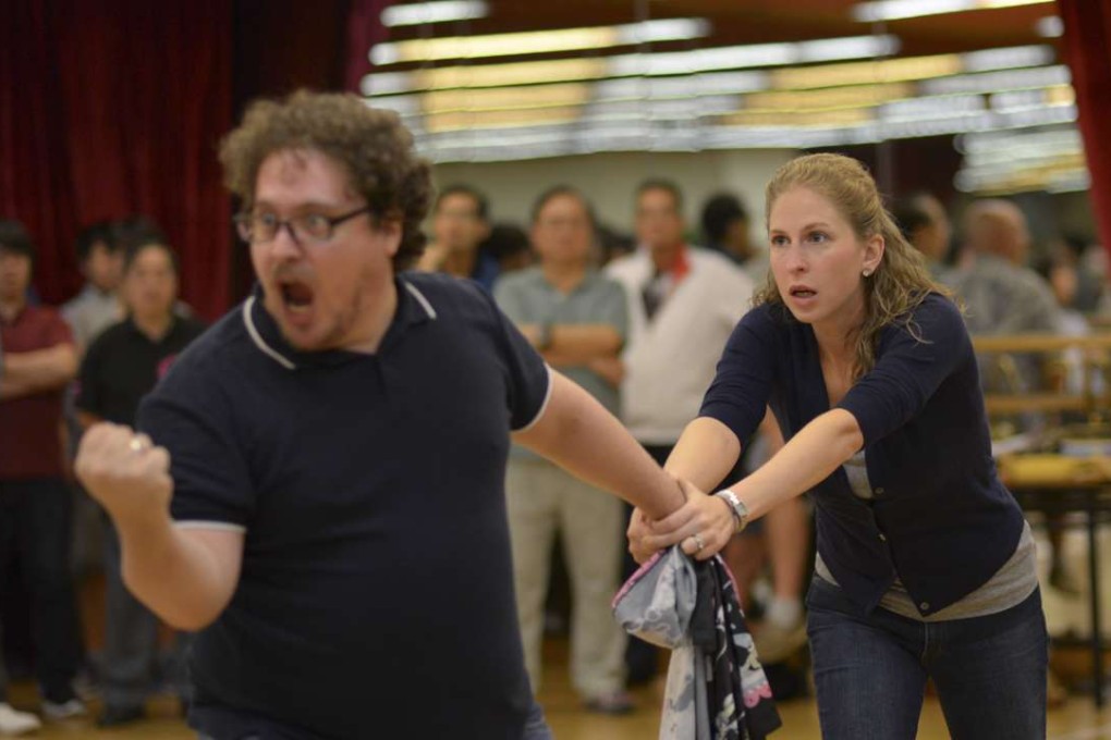 Edoardo Milletti (left) as Il Conte D’Almaviva and Stephanie Lauricella (Rosina) rehearse for The Barber of Seville.
