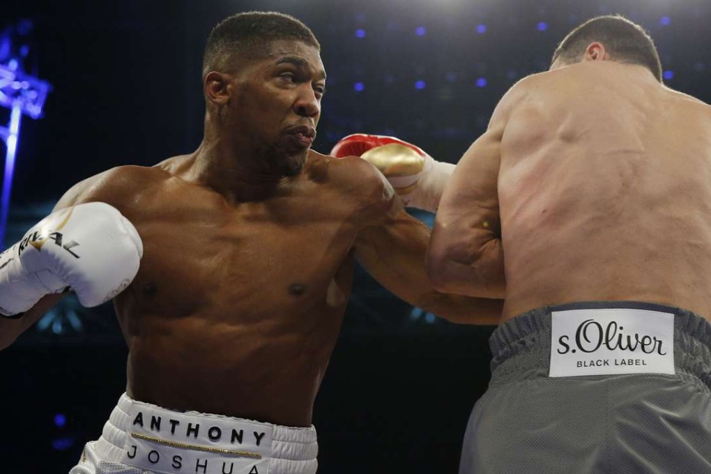 Anthony Joshua (left) and Wladimir Klitschko at Wembley Stadium in London. Photo: Reuters