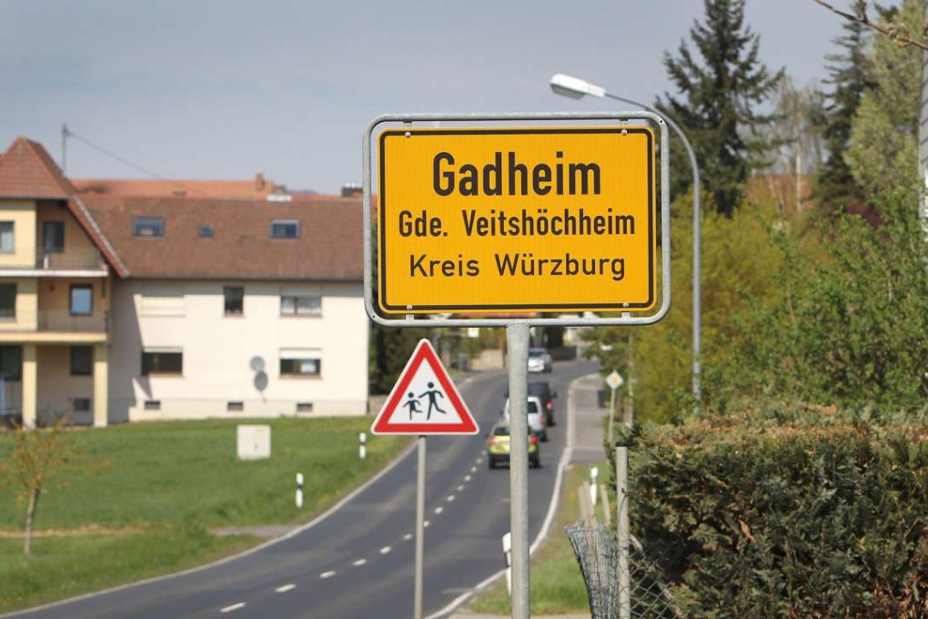 A sign identifies the village of Gadheim near Wuerzburg, Germany. Gadheim's 89 inhabitants will find themselves at the geographic centre of the post-Brexit EU, according to the IGN geographic institute in Paris. Photo: AFP