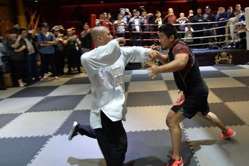 Tai chi master Wei Lei (left) was no match in combat for MMA fighter Xu Xiaodong: Handout