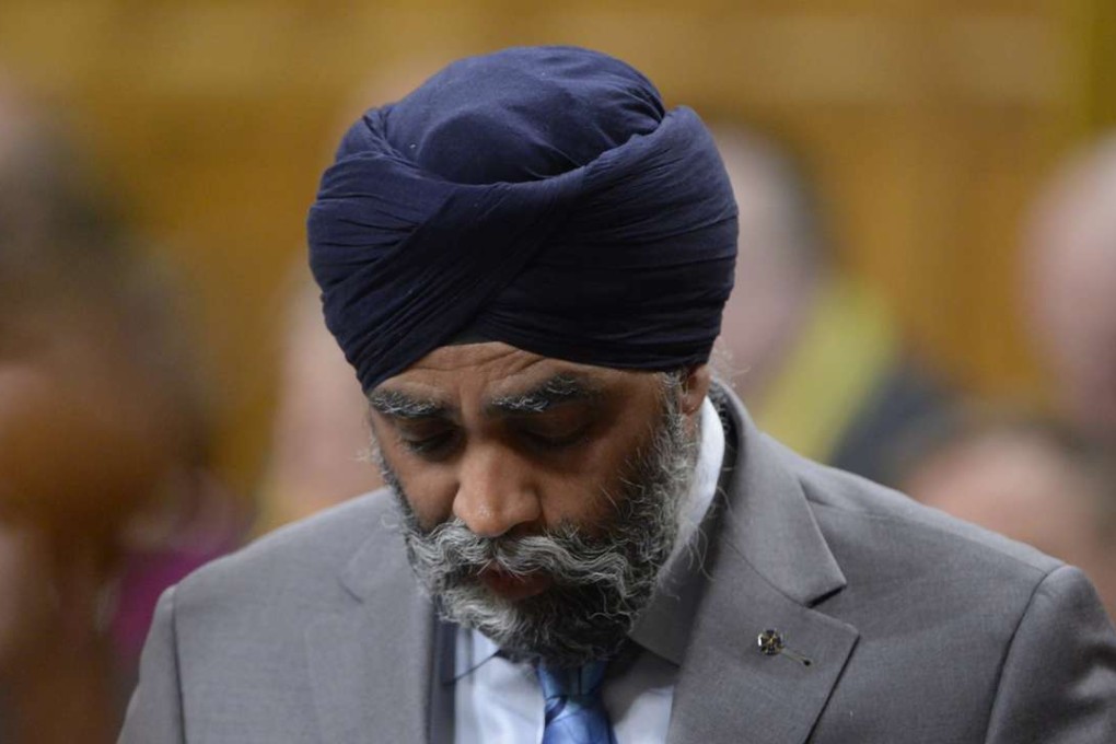 Canada's Defence Minister Harjit Sajjan responds to a question during question period in the House of Commons on Parliament Hill in Ottawa on Monday. Sajjan apologised in Parliament for claiming to have been the "architect" of the country's largest battle in Afghanistan. Photo: AP