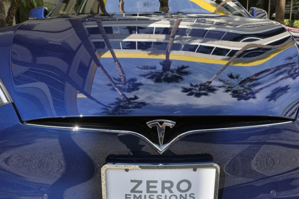 A Tesla Model S on display in downtown Los Angeles. Tesla said quarterly revenue more than doubled and its Model 3 is on track for a July release. Photo: AP