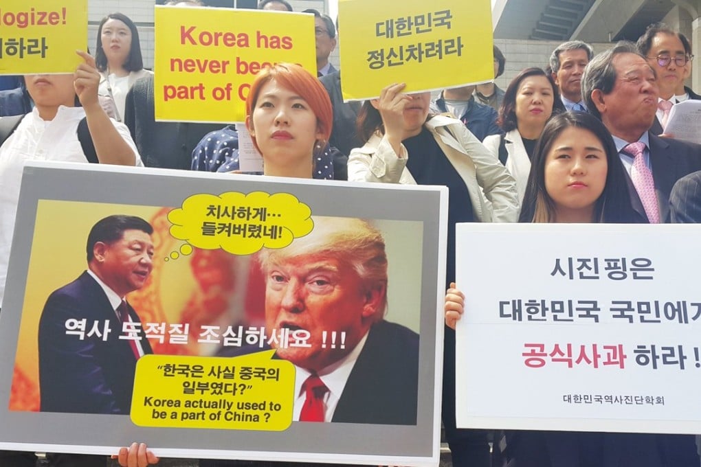 South Koreans protest outside the Chinese embassy in Seoul last month. Picture: EPA