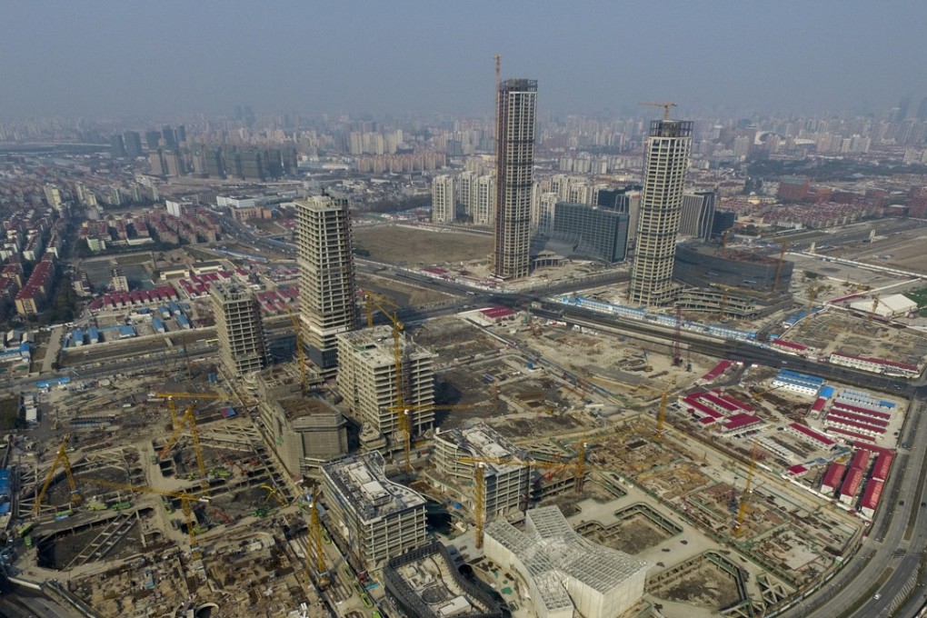 The main elements of Shanghai DreamCenter are taking shape, including an X-shaped multiplex cinema (foreground). Photo: LKF Group