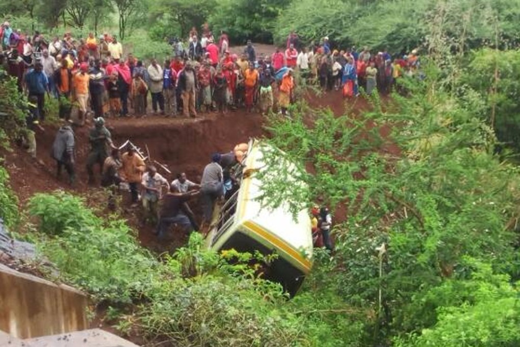 The site of the school bus accident in Marera gorge. Photo: Xinhua