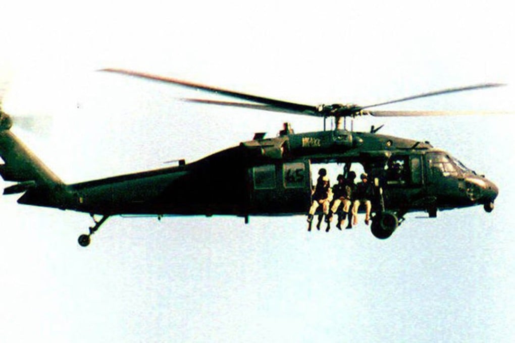 A US Black Hawk helicopter flies over Somalia in September 1993, a month before the battle of Mogadishu. File photo: AFP