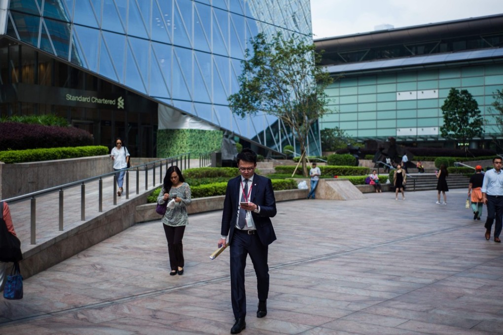 The concourse outside the Hong Kong Stock Exchange building. Photo: AFP