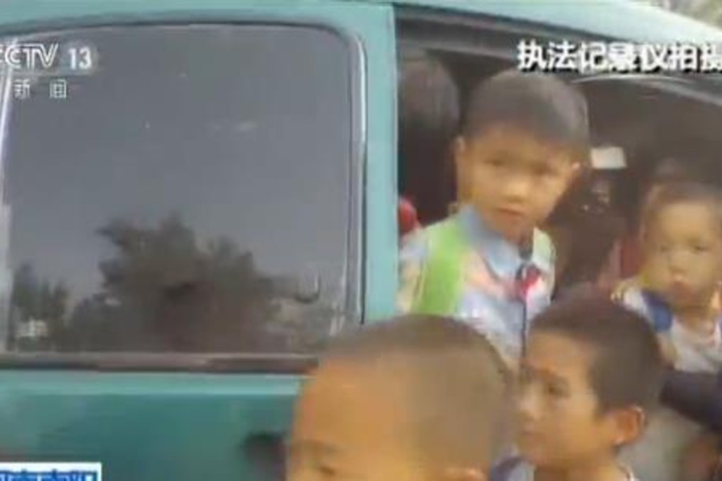 police found 36 pupils, along with a teacher and the driver, packed into a seven-seat unlicensed minibus. Photo: Handout