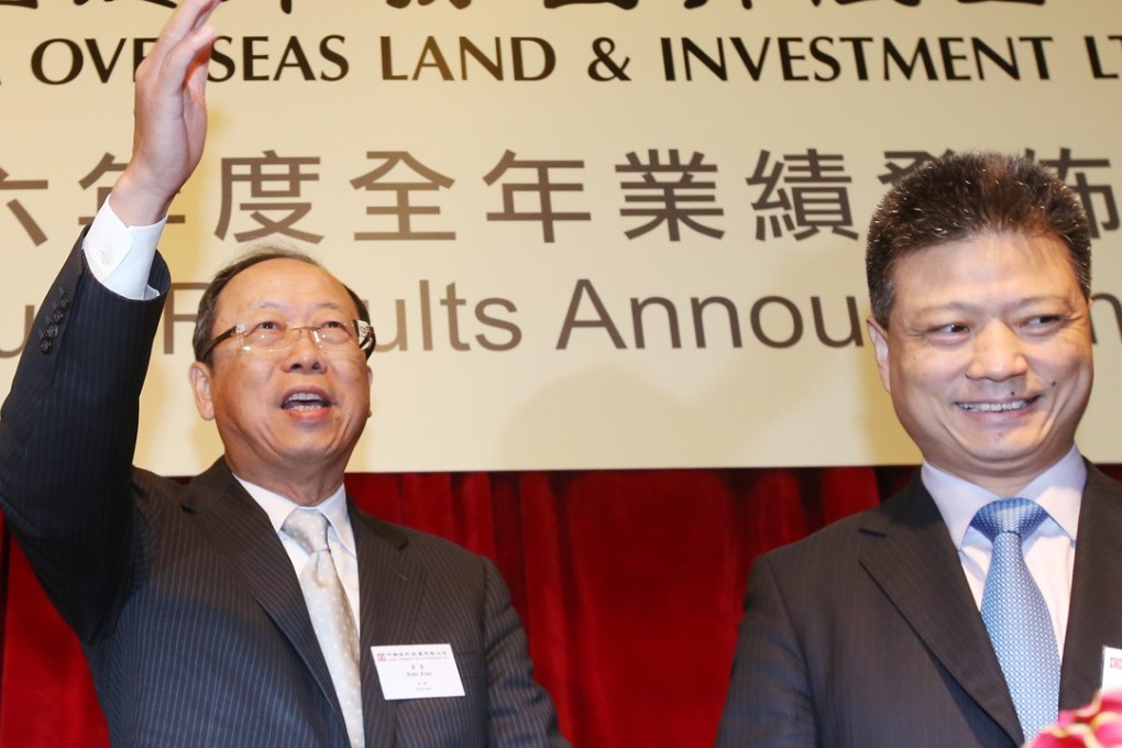 Yan Jianguo (right) will take the mantle from Xiao Xiao, who was named chairman and chief executive of China Overseas Land in December. Photo: David Wong