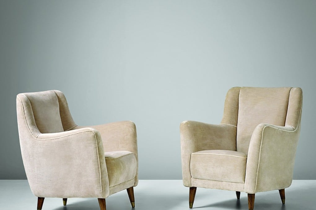 A pair of armchairs by architect Gio Ponti, which were originally designed in the 1950s for the ballroom of the Giulio Cesare transatlantic ocean liner. Photo: Phillips