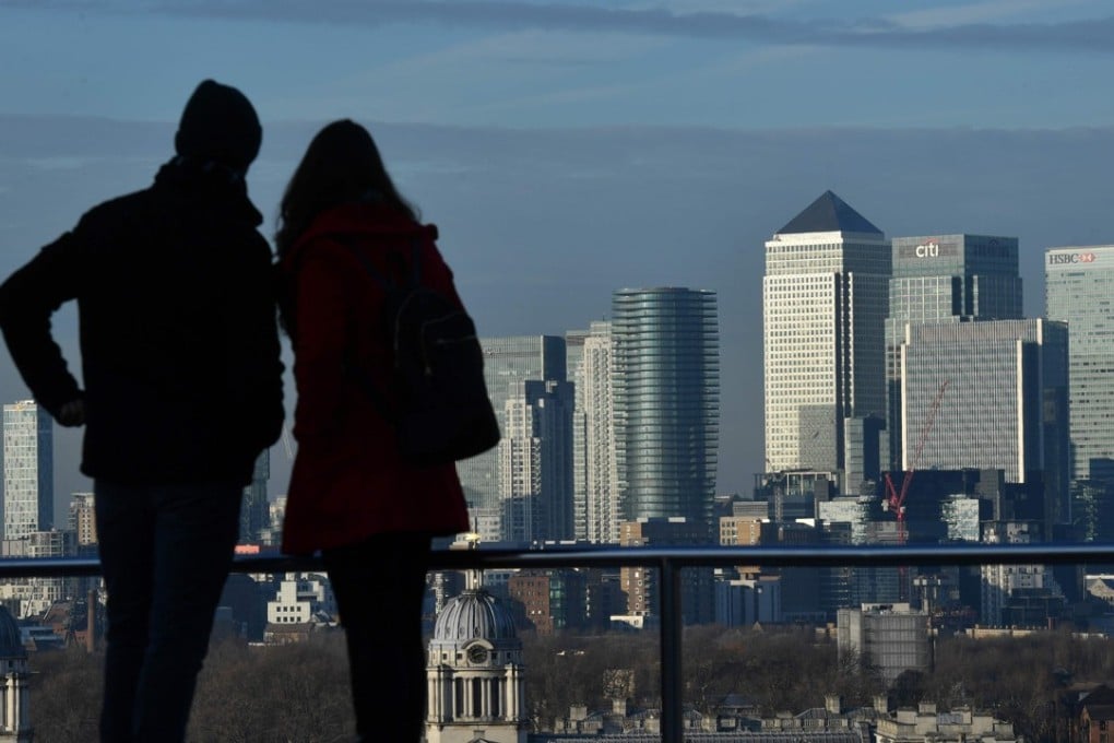 Overlooking London’s Canary Wharf. Photo: AFP