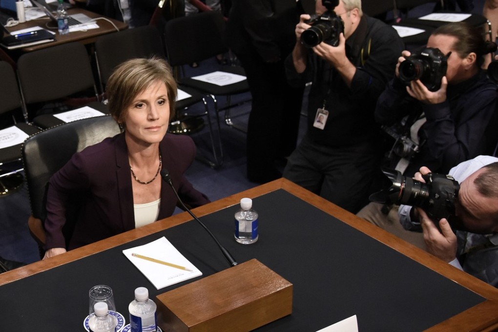 Former acting US Attorney General Sally Yates prepares to testify on MOnday before the Senate Judiciary Committee's Subcommittee on Crime and Terrorism on Russian interference in the US presidential election on Capitol Hill in Washington. Photo: TNS