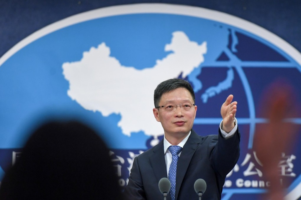 An Fengshan, spokesman for the State Council Taiwan Affairs Office, pictured at a press briefing in Beijing. Photo: Xinhua
