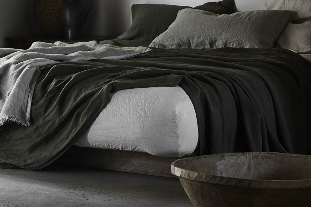 Okooko handmade bedframe with Bedouin linen