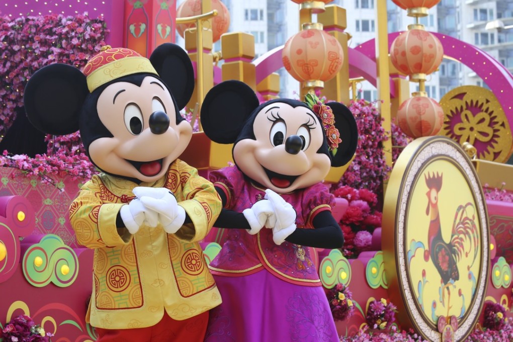 The Hong Kong Disneyland float ahead of the Lunar New Year Night Parade in January. Disneyland saw better times when there were more mainland tourists. Photo: Dickson Lee