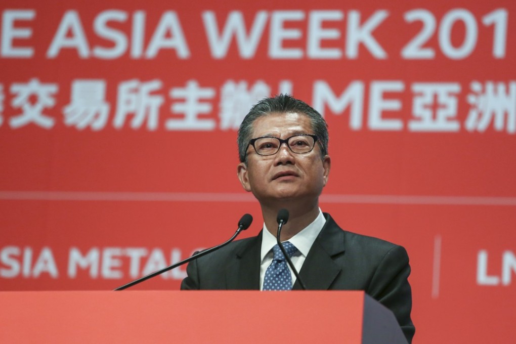 Hong Kong Financial Secretary Paul Chan Mo-po speaking on Wednesday at the LME Asia Week forum in Hong Kong. Photo: Jonathan Wong
