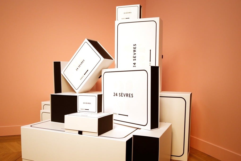Delivery boxes of LVMH’s 24 Sèvres website, which launches on June 6 in 75 markets worldwide. Photo: Reuters