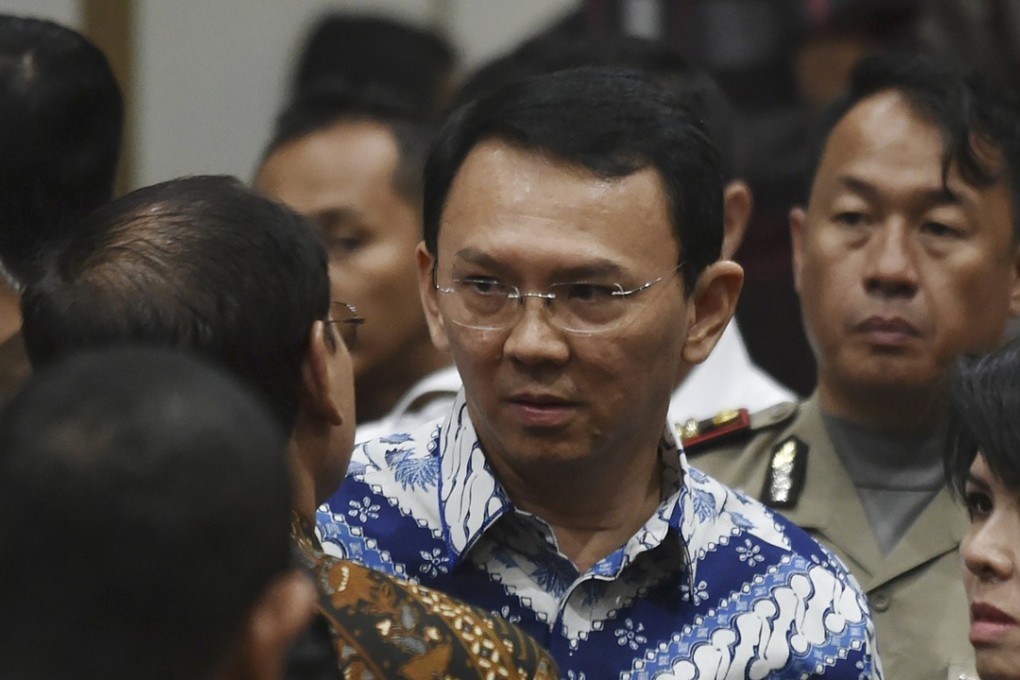 Jakarta's governor Basuki Tjahaja Purnama, popularly known as Ahok, at his sentencing. Photo: EPA