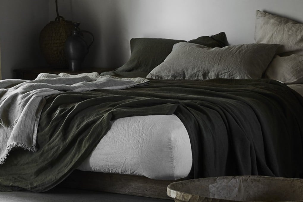 Okooko handmade bedframe with Bedouin linen