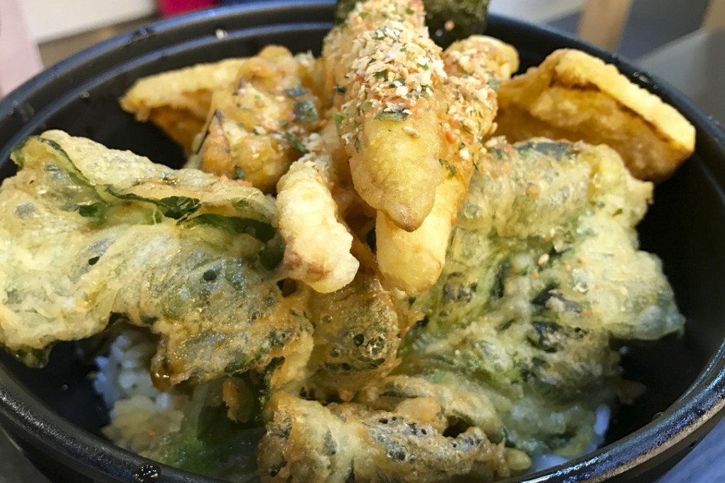 Vegetable tempura rice bowl from Hono Tenndon in Mong Kok. Photo: Viola Zhou