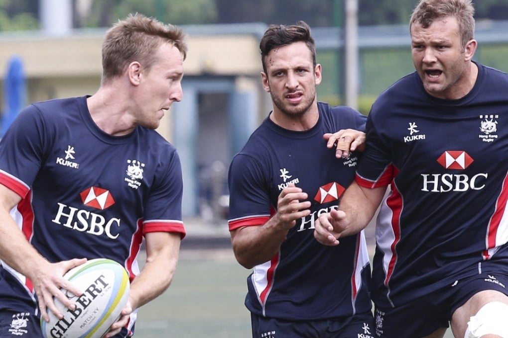 Alex McQueen (left) and Nick Hewson (right) train ahead of their return to the Hong Kong side for Saturday’s game against Japan. Photo: Dickson Lee