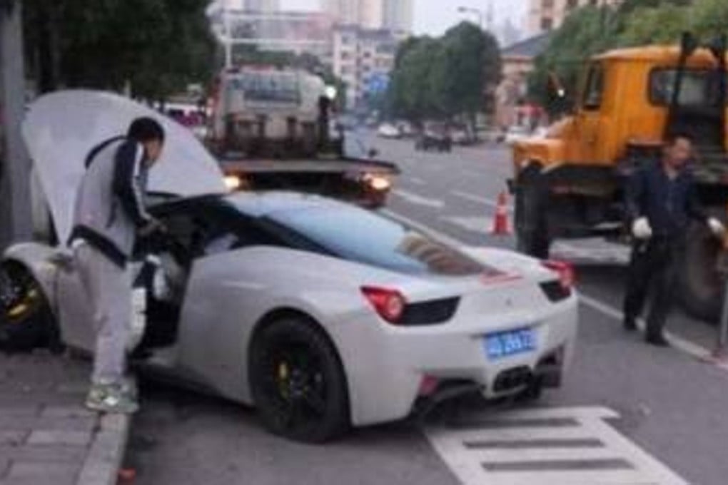 The driver lost control of the Ferrari and ran into a tree. Photo: Handout
