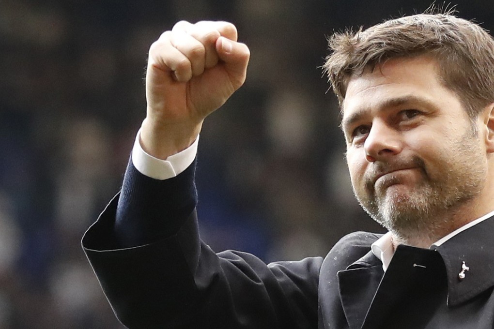 Tottenham manager Mauricio Pochettino waves to fans as he walks around the pitch during a final ceremony on the pitch after the last match played at the ground, a 2-1 win over Manchester United. Photo: AP