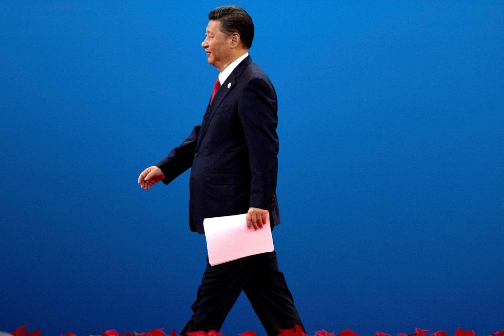 President Xi Jinping leaves the stage after his opening speech at the “Belt and Road” forum in Beijing. Photo: AFP
