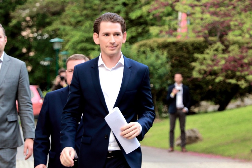 Austria's Foreign Minister Sebastian Kurz leaves a meeting in Vienna at which he was chosen to head the Austrian People's Party. Photo: Xinhua