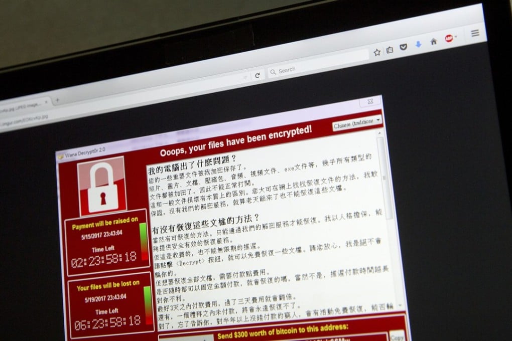 A screenshot of the warning screen from a purported ransomware attack, as captured by a computer user. Photo: AP