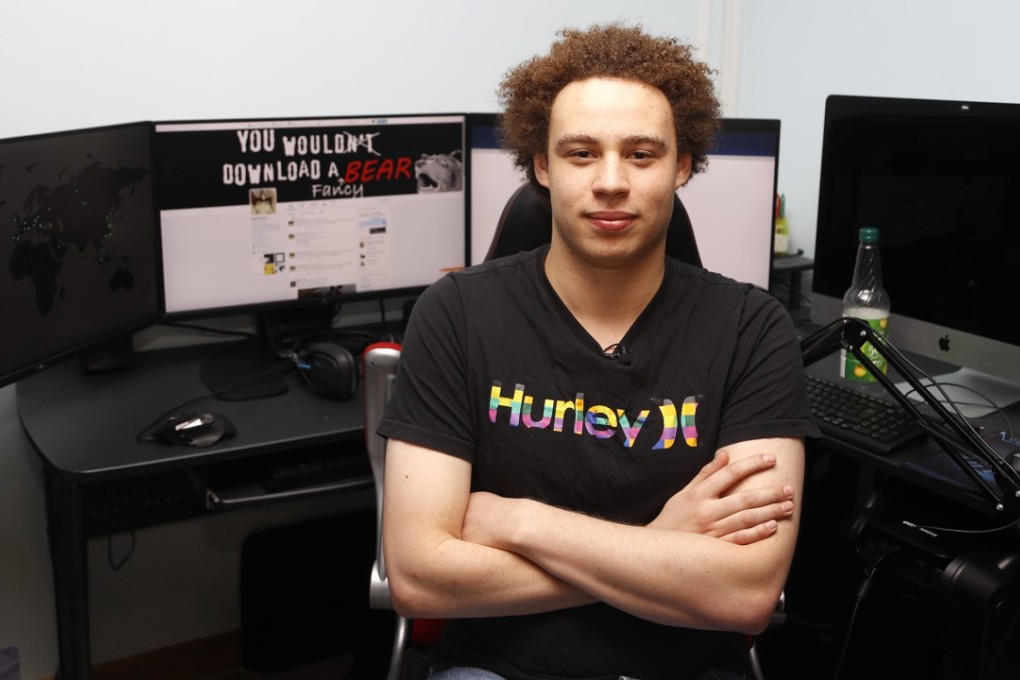 British IT expert Marcus Hutchins who has been branded a hero for slowing down the WannaCry global cyber attack, sits in front of his workstation during an interview in Ilfracombe, England, on Monday. Photo: AP