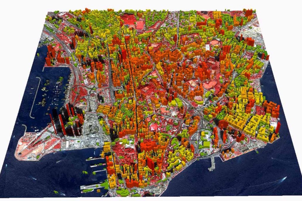 A three-dimensional data map of Kowloon produced by Chinese University, which has developed a new data fusion and image processing method. Photo: Handout