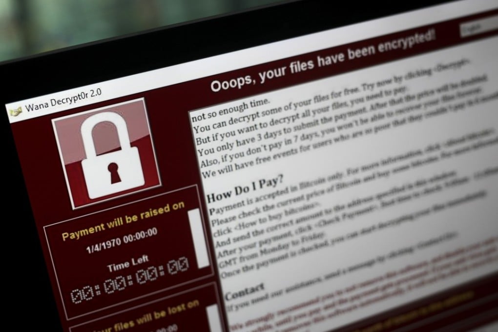 A lock screen from the WannaCry cyberattack. Photo: Bloomberg