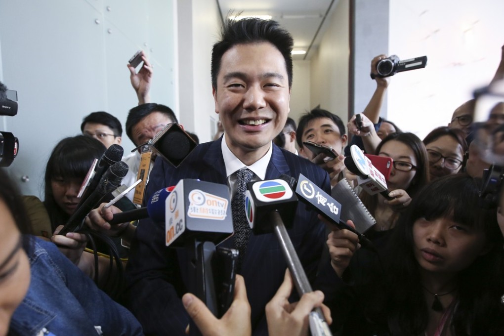 Lawmaker Holden Chow quit the Legco select committee investigating Leung Chun-ying’s UGL payment on Friday, but maintained he did not do anything wrong by allowing the chief executive to get involved behind the scenes in setting the scope of the investigation. Photo: Sam Tsang