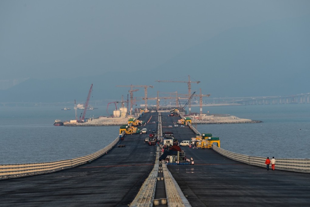 The Zhuhai end of the Hong Kong-Zhuhai-Macau bridge waits to be joined to the rest of the multibillion-dollar project, on April 29. Photo: Xinhua
