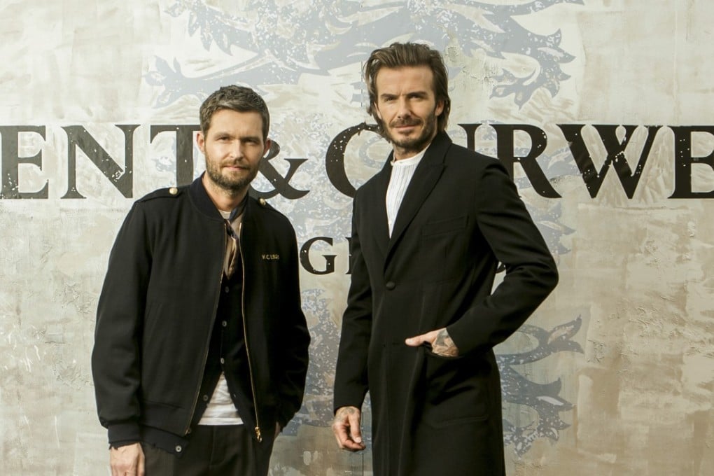 British menswear label Kent & Curwen’s creative director, Daniel Kearns, and David Beckham. Photos: Kent & Curwen