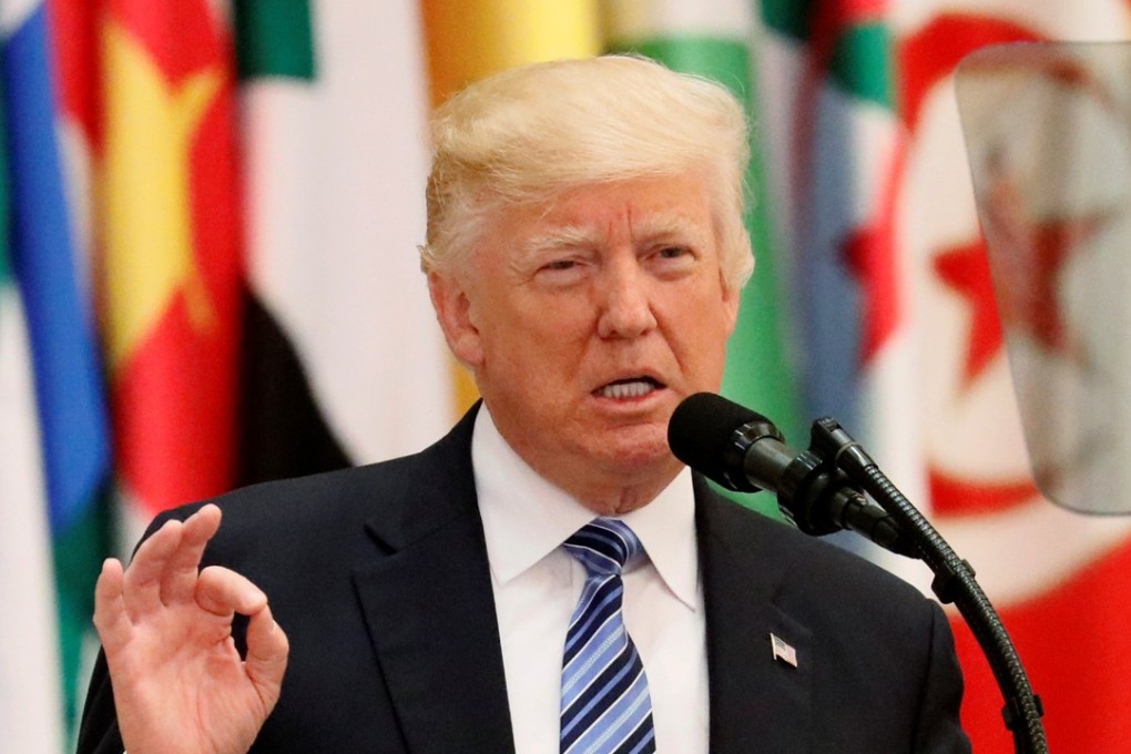 US President Donald Trump delivers a speech during Arab-Islamic-American Summit in Riyadh. Photo: Reuters