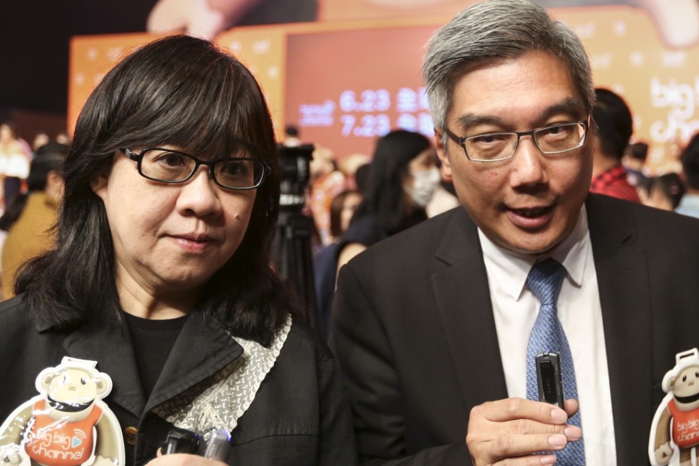 TVB executives Sandy Yu and Felix To at a press event promoting the company’s Big Big Channel. Photo: Xiaomei Chen