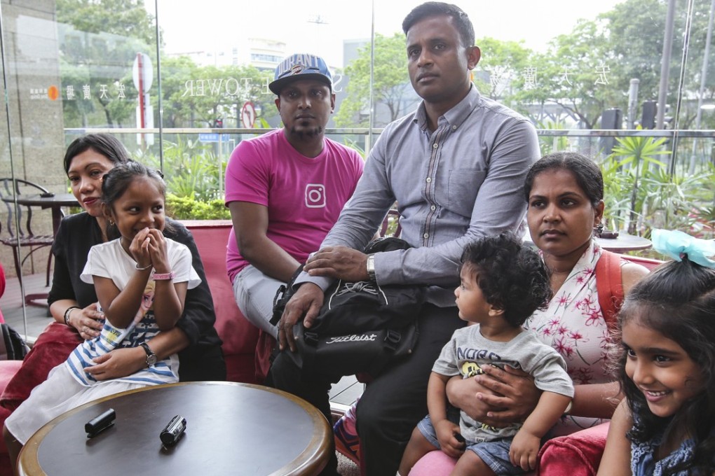 Asylum seekers who sheltered US whistle-blower Edward Snowden and now fear they will be deported (from left) Vanessa Mae Rodel and daughter Keana; Supun Thilina Kellapatha; Ajith Pushpakumara; Nadeeka Dilrukshi Nonis; her son Dinath and daughter Sethmundi Kellapatha. Photo: Edward Wong