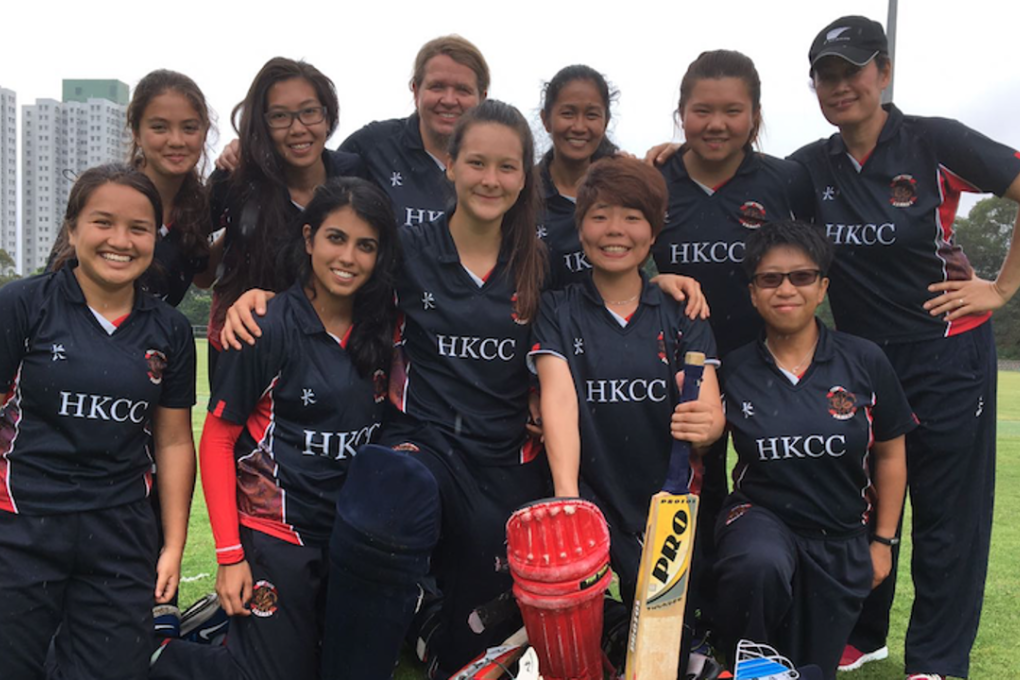 Mariko Hill (centre, front row) and the HKCC Willow Wielders league champions team. Photo: Cricket Hong Kong