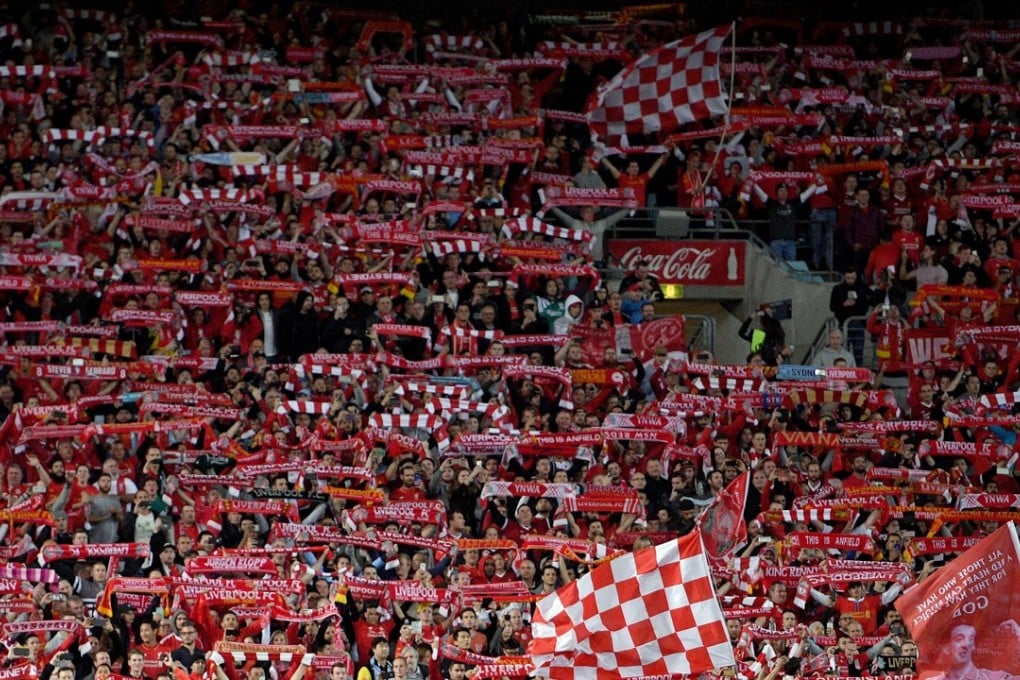 Liverpool fans sing before the friendly against Sydney FC at Olympic Stadium. Photo: EPA