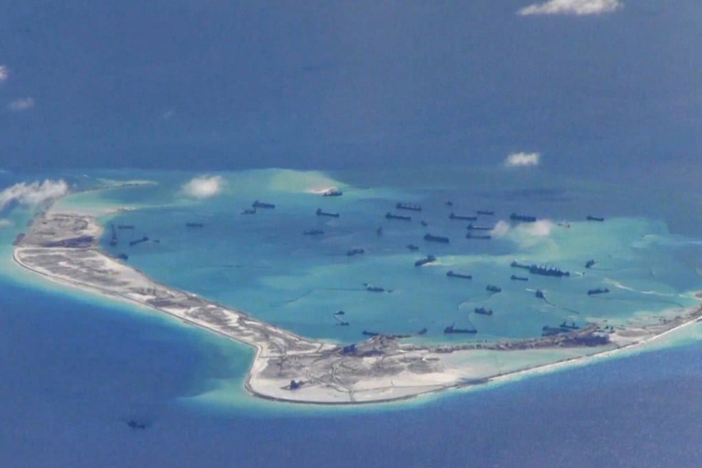 Chinese dredging vessels are purportedly seen in the waters around Mischief Reef in the disputed Spratly Islands in the South China Sea. A US navy warship sailed to within 12 miles of the reef in a so-called freedom of navigation operation by Washington to challenge Chinese control over the islands. Photo: Reuters
