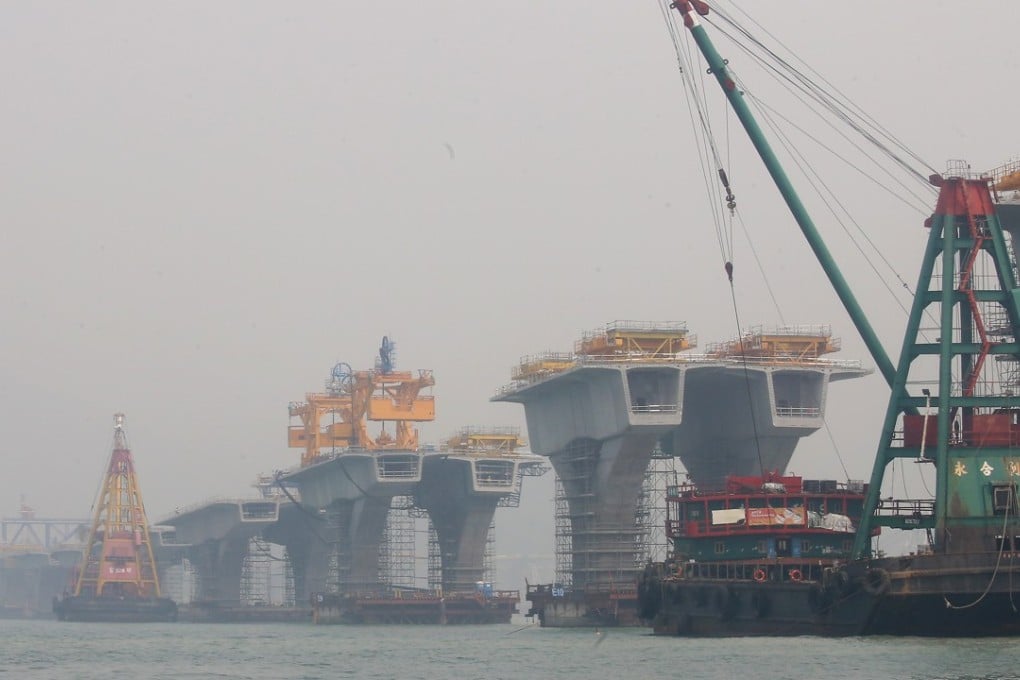 Work on the Hong Kong part of the bridge, costing more than HK$110 billion, began in 2011 and was delayed for a year amid a string of construction obstacles.Photo: David Wong