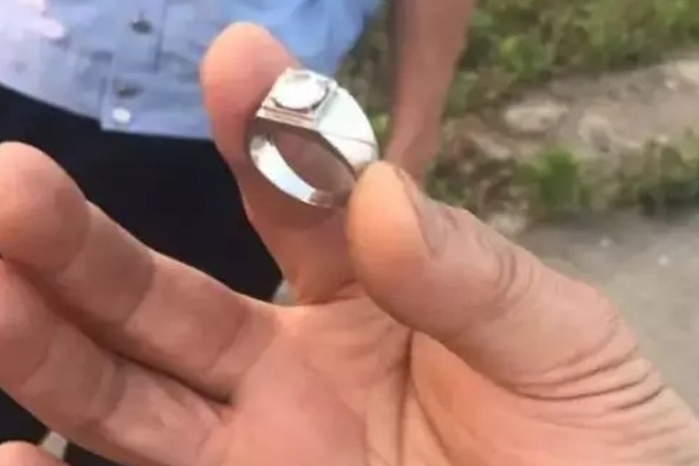 The recovered 300,000 yuan ring, presumably after a good cleaning. Photo: Handout