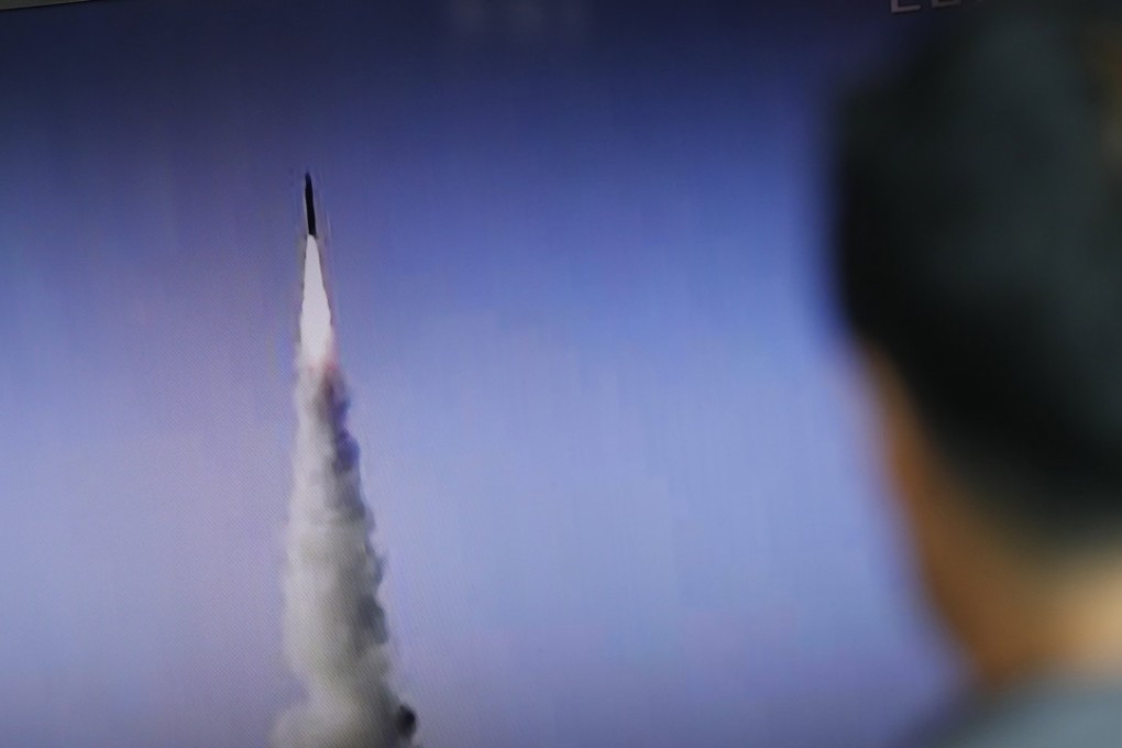 A South Korean man watches a television displaying news broadcasts reporting on North Korea's recent medium-range ballistic missile launch. According to South Korea's military, North Korea launched a ballistic missile on Sunday that flew more than 500km towards the Sea of Japan. Photo: EPA