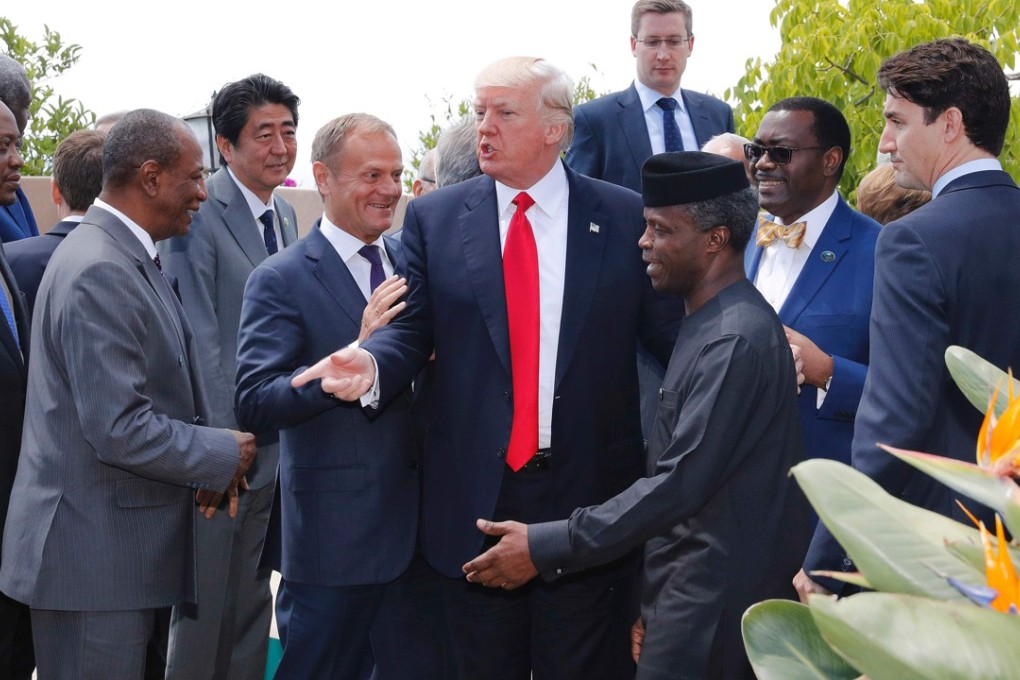 US President Donald Trump at the end of the expanded G7 session. Photo: AFP