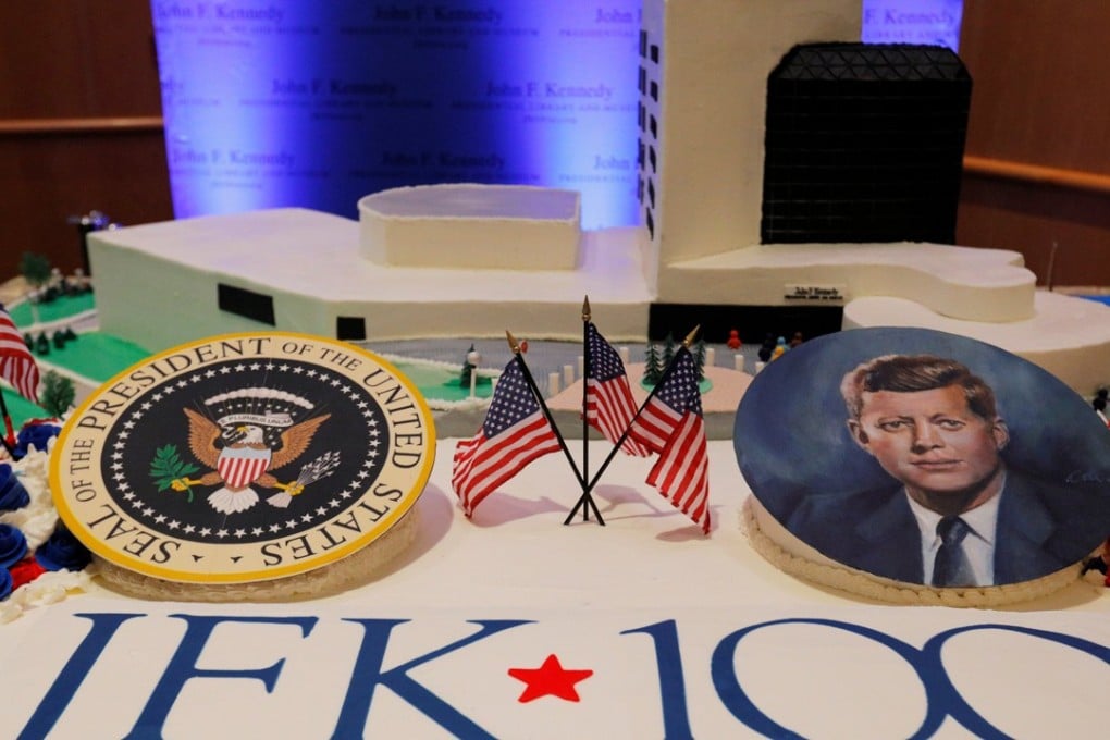Workers display a large birthday cake on the 100th anniversary of the birth of President John F. Kennedy on May 29, 1917, at the John F. Kennedy Presidential Library in Boston, Massachusetts. Photo: Reuters